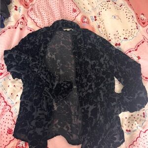 Black Floral Sheer Blouse